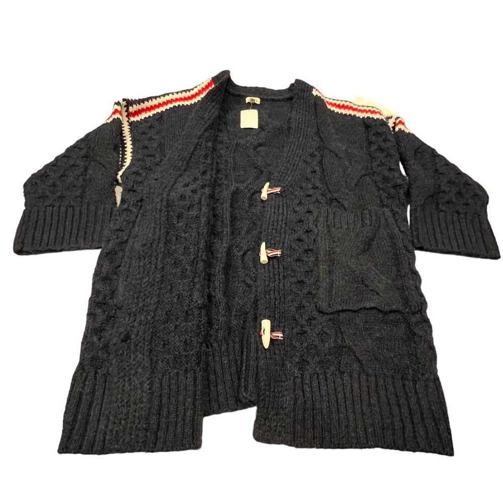 POL Oversized Chunky Cable Knit Long Button Cardigan, Pockets, NWT, Navy, M - Picture 7 of 8